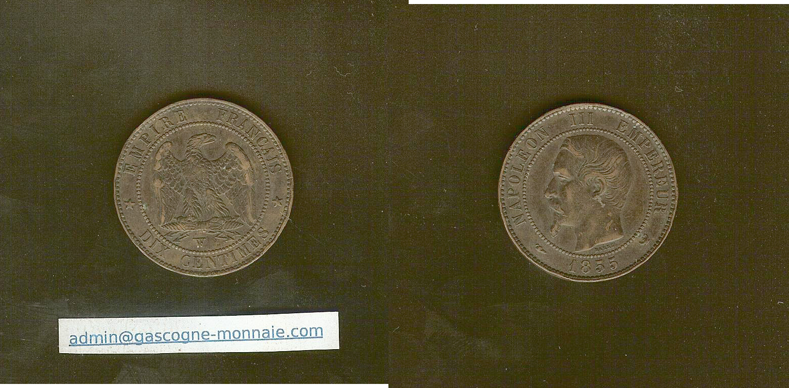 10 centimes Napoleon III  1855 chien W Lille TTB+